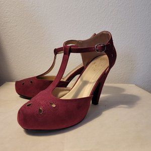 Burgundy pin up heels